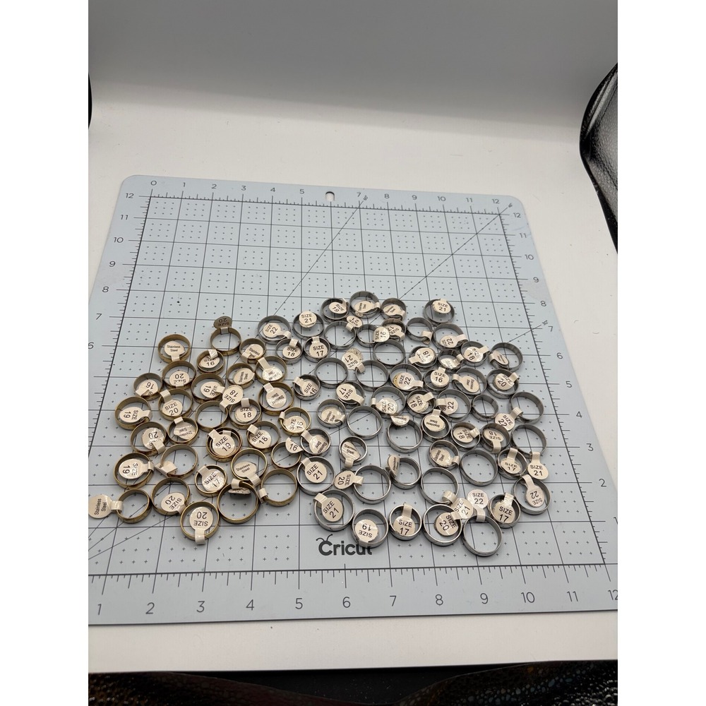 Bulk Lot Stainless Steel Band Rings Silver‎ Gold Tone Mixed Sizes Resale 80+ Pc